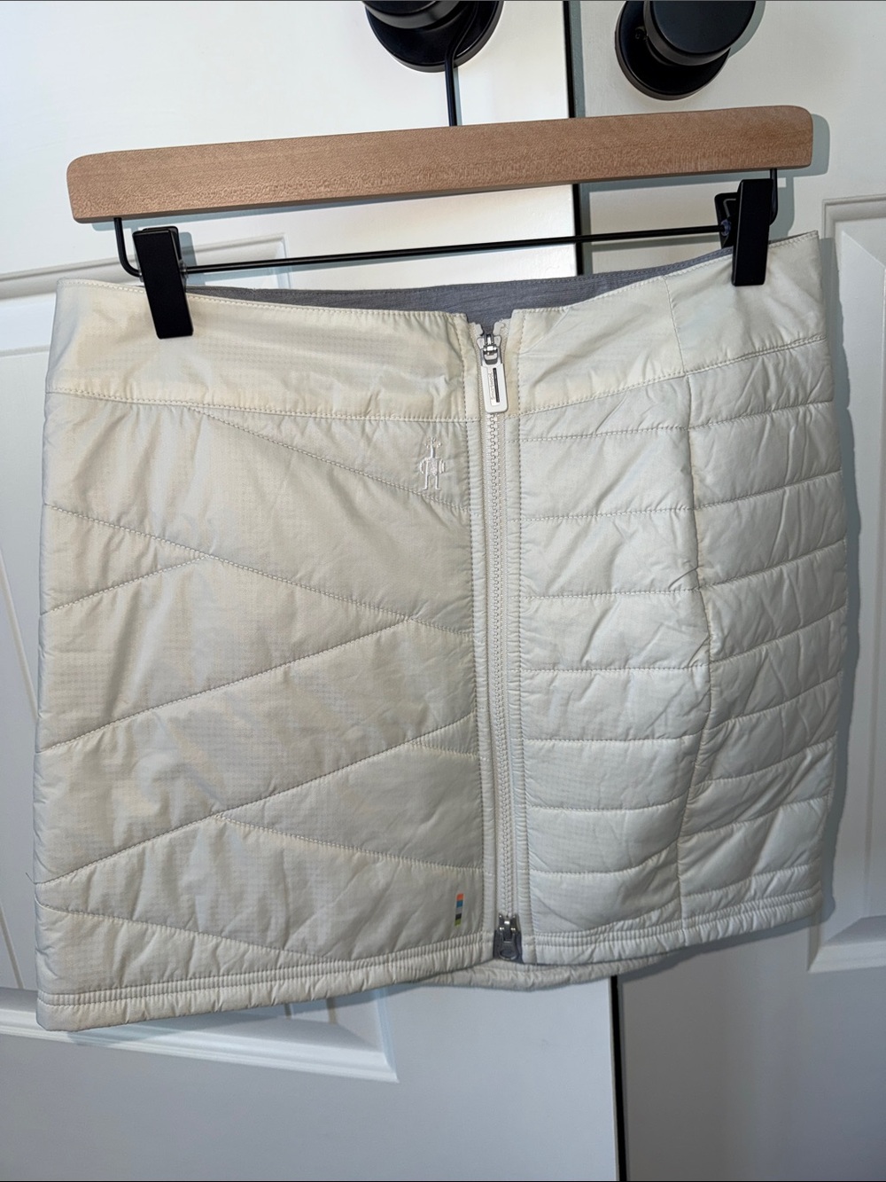 Smartwool Cream Quilted Zip-Front Mini Skirt